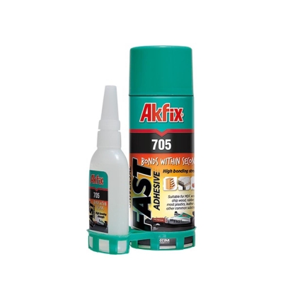 Akfix 705 Hızlı Yapıştırıcı, GA065, 400 ml aktivatör sprey, 100 gr yapıştırıcı - 1