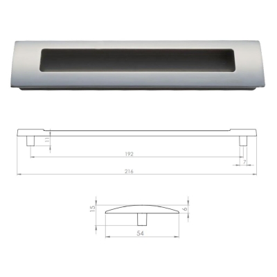 Erkul 1021 Oval Gömme Kulp, 192 mm, Inox - 1