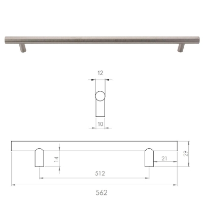 Erkul 710-512 Boy Çubuk Kulp, İnox - 3