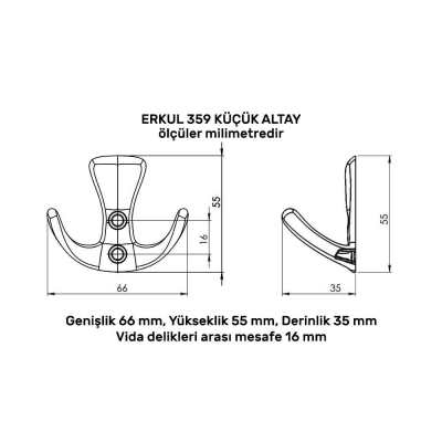 Erkul Askı, 359 Küçük Altay, Antik Sarı, Zamak - 2