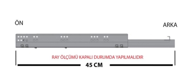 Samet Tek Açılım Push Open( Bas-Aç) Ray 450 mm - 3