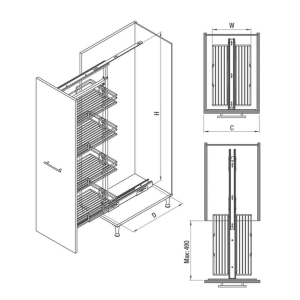 Starax 2 Tel Sepetli Teleskopik Kiler 600-800 40 cm - 3