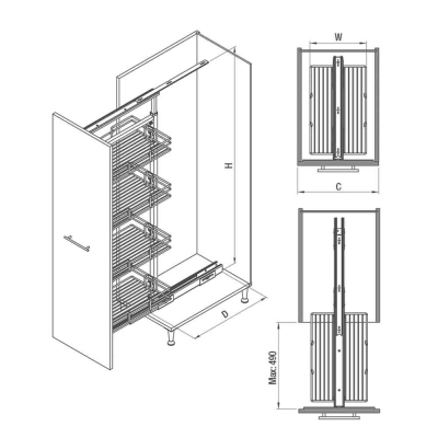 Starax 2 Tel Sepetli Teleskopik Kiler 600-800 40 cm - 3