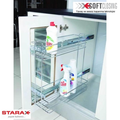 Starax 2483 Yandan Raylı Deterjanlık, Frenli, Ahşap Tablalı - 1