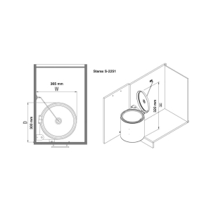 Starax S-2251-SS Tezgah altı Çöp Kovası, 10 Litre, Paslanmaz çelik - 3