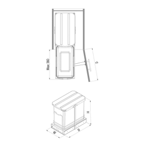 Starax S-2571 Raylı Çöp Kovası, 24 LT - 2